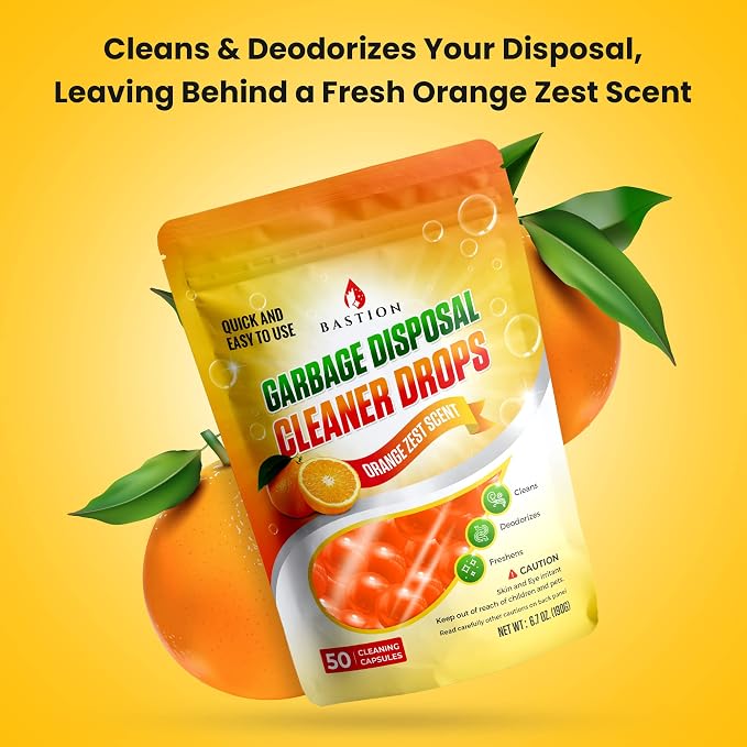 Bastion Garbage Disposal Cleaner and Deodorizer Drops-] Orange Zest Scented - Image 8