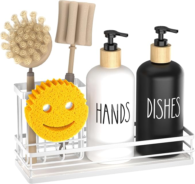 Moforoco Kitchen Dish Soap Dispenser Set, 16OZ Glass Bottle, Hand and Dish Soap - Image 8