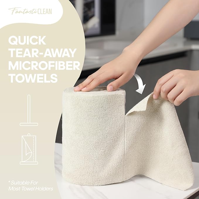Fantasticlean Microfiber Cleaning Cloth Roll 2 Rolls 120 Pack, Tear Away - Image 2