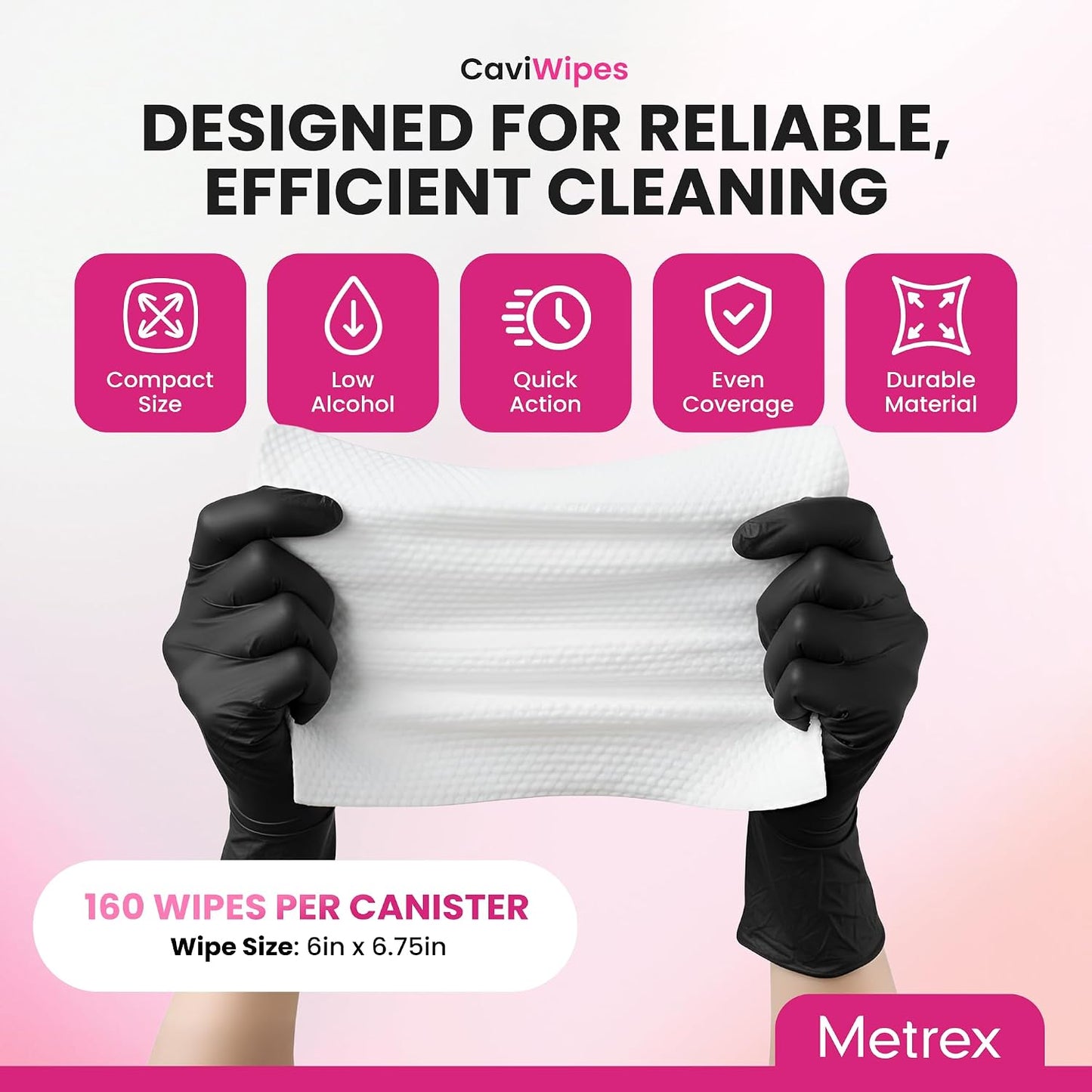 Metrex CaviWipes Disinfecting Wipes, 160 Ct Canister, 4-Pack | Alcohol-Scented, Durable Non-Woven Wipes, Won't Tear or Bunch, Reliable Surface Cleaner, Daily Facility Use