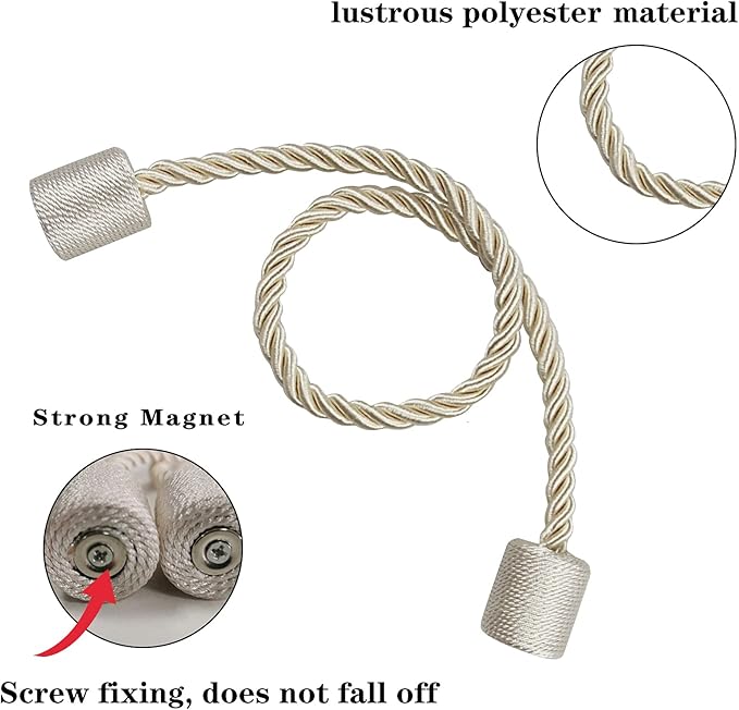 4 Pack Strong Magnetic Curtain Tiebacks Outdoor Elegant Decorative Tie Backs - Image 2