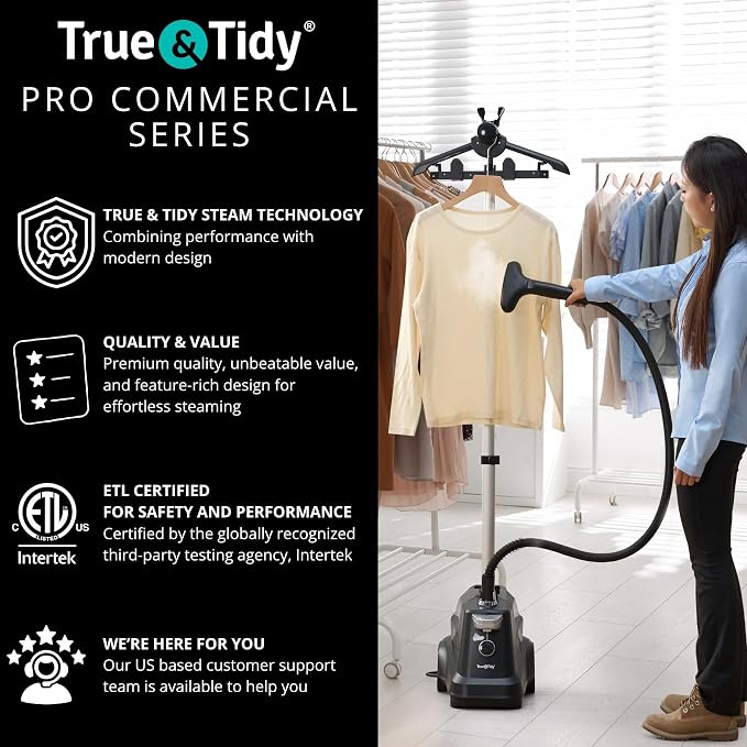 True & Tidy® Heavy-Duty Commercial Industrial Standing Garment Steamer - Image 8