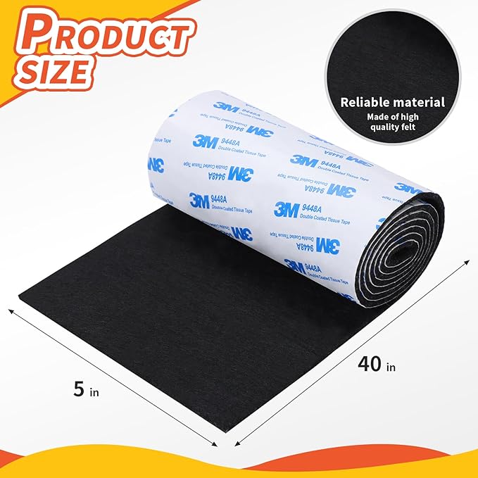 Felt Furniture Pads, Non Slip Self Adhesive Cuttable Furniture Pads Black Heavy - Image 2