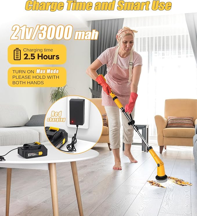 Qimedo Electric Spin Scrubber Extra Large Brush Q3, 6000 mAh Best Battery Power - Image 6