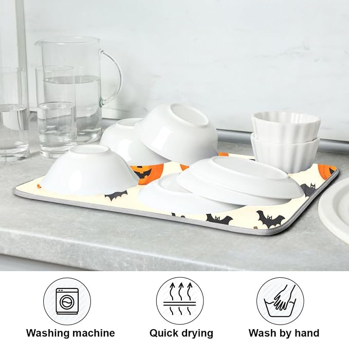 Halloween Black Bat Dish Drying Mat - Image 5