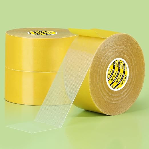 3Pack Double Sided Tape Heavy Duty, 2in x 66FT, Super Sticky Resistente Clear by MILEQEE