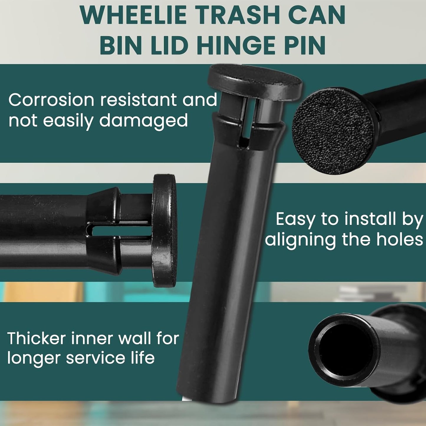 Zookpr 2 Pack Wheelie Trash Can Lid Hinge Pin, Compatible with Rehrig Sierra Huskylite 95-Gallon, Replacement for Household & Commercial Bins