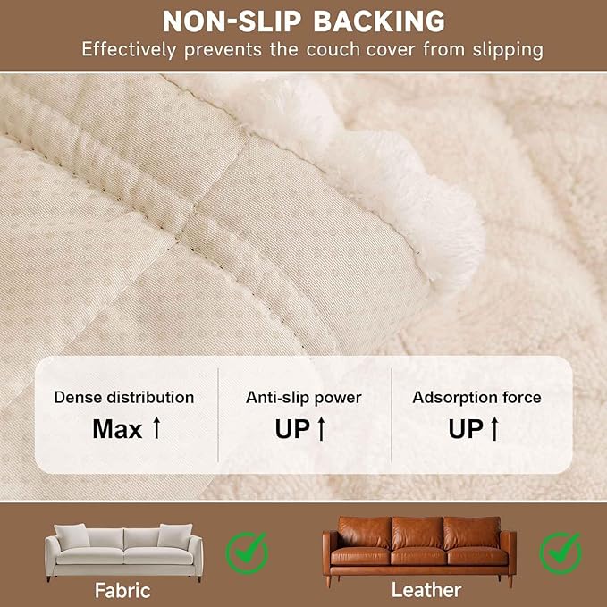 OTOB Pet Couch Covers for 3 Cushion Couch Sofa, Washable & Non Slip Fuzzy Plush - Image 8