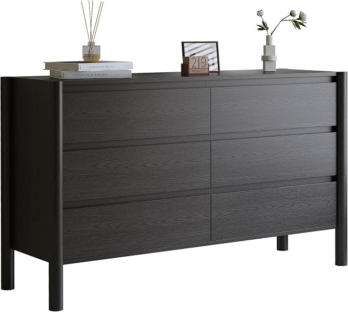Dresser for Bedroom with 6 Drawers, Wooden TV Stand, Closet Clothes Organizer - Image 9