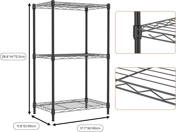 3 Tiers Shelf Metal Storage Shelves Wire Rack Closet Organizers - Image 8