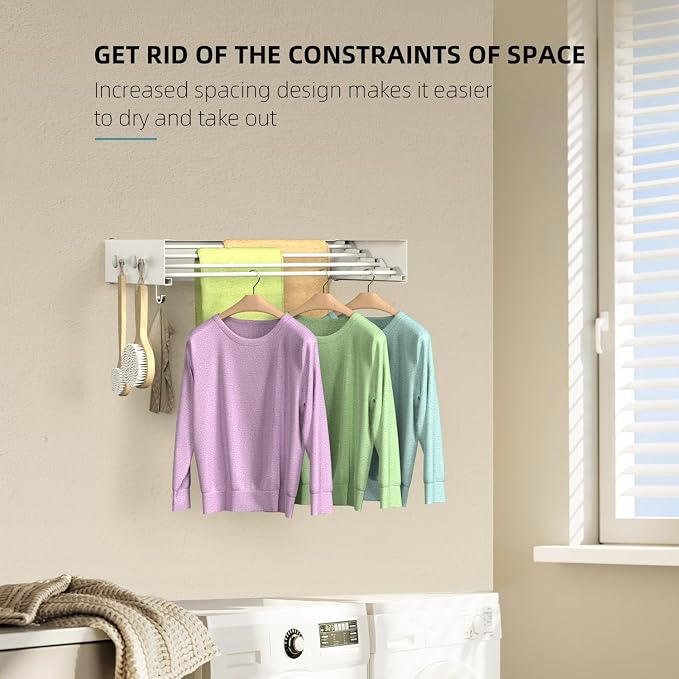 Drying Rack Clothing, Clothes Drying Rack Wall Mounted, Laundry Drying Rack - Image 3