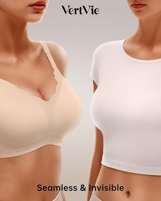Vertvie Womens Seamless Bras No Underwire Supportive Wireless Push Up Full - Image 4