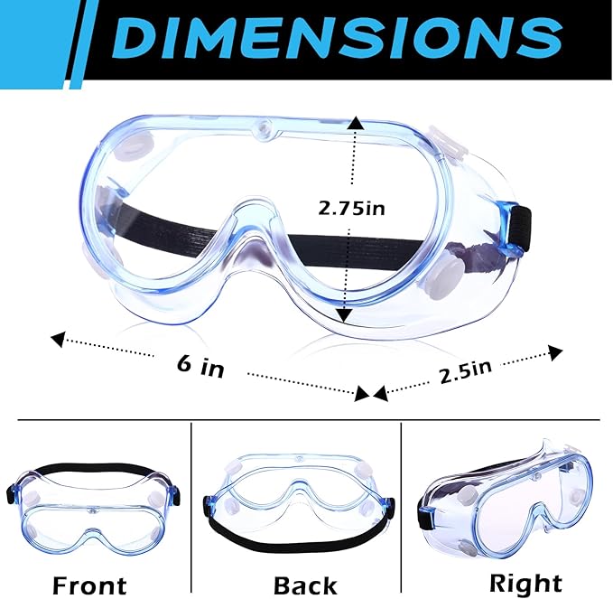 Yunsailing Protective Safety Goggles Lab Over Glasses Clear Anti Fog Eye - Image 2