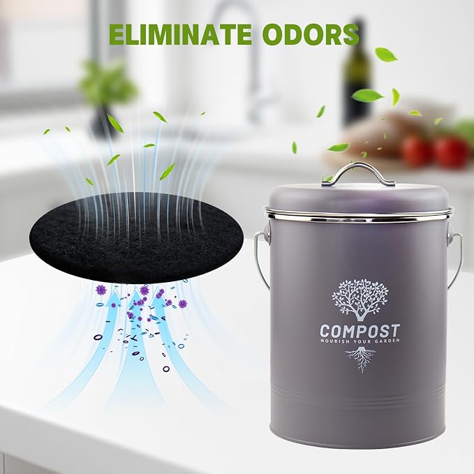 12 Pack - 6.7 Inch Round Compost Bin Charcoal Filters, Extra Thick Activated - Image 4