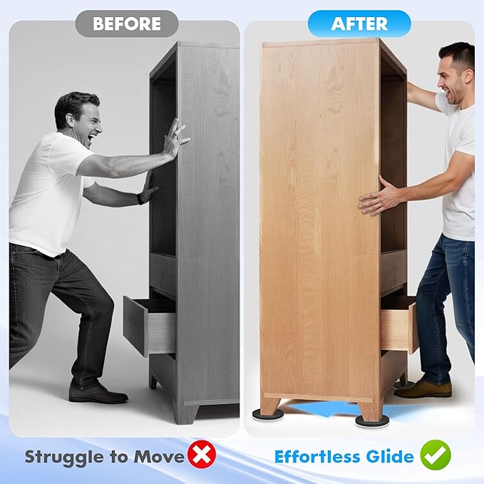 16-Pack Furniture Sliders for Hardwood Floors & Carpet, Save 80% Effort - Image 2
