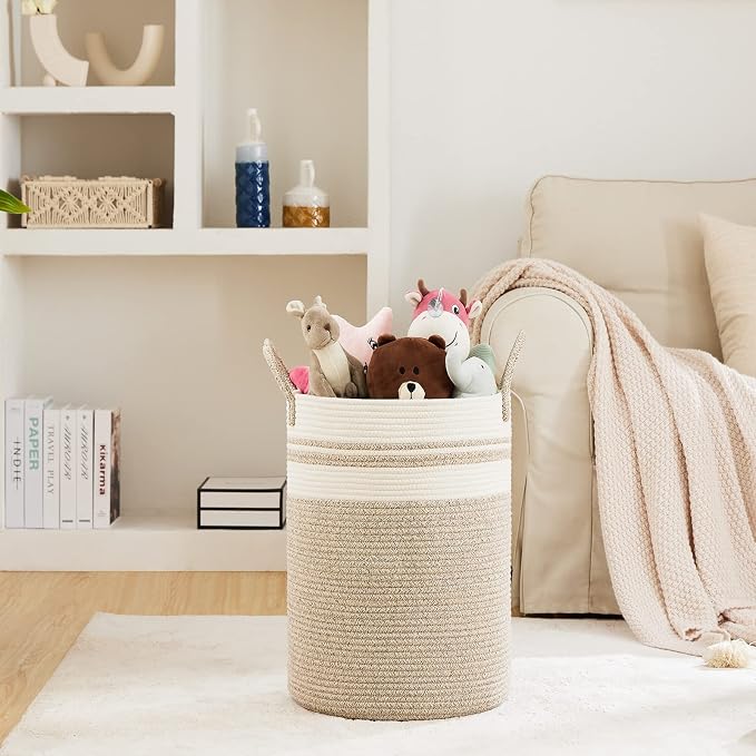 Large Laundry Hamper, Tall Woven Storage Basket - Image 2