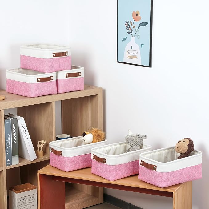 DULLEMELO Small Storage Baskets 6 Pack, Fabric Collapsible Gift Storage Baskets - Image 5