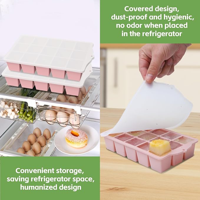 Silicone Ice Cube Tray, 2 Pack Easy-Release Stackable Ice Trays - Image 5