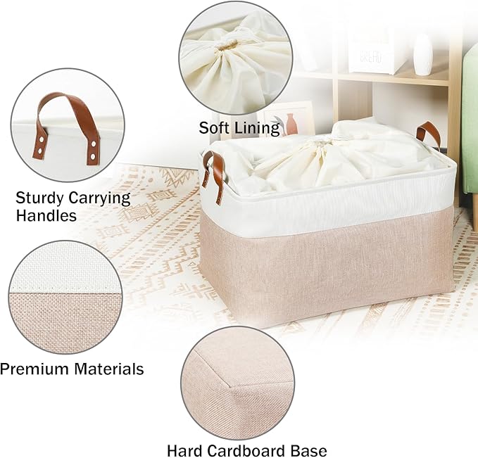 DULLEMELO Extra Large Baskets for Organizing, Foldable Blanket Basket Living - Image 7