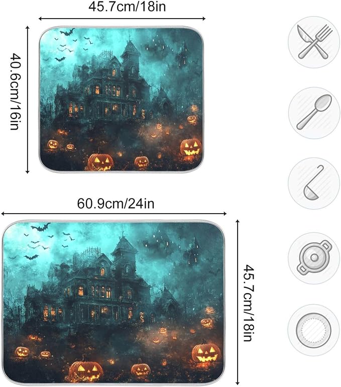 Halloween Castle Dish Drying Mat - Image 3