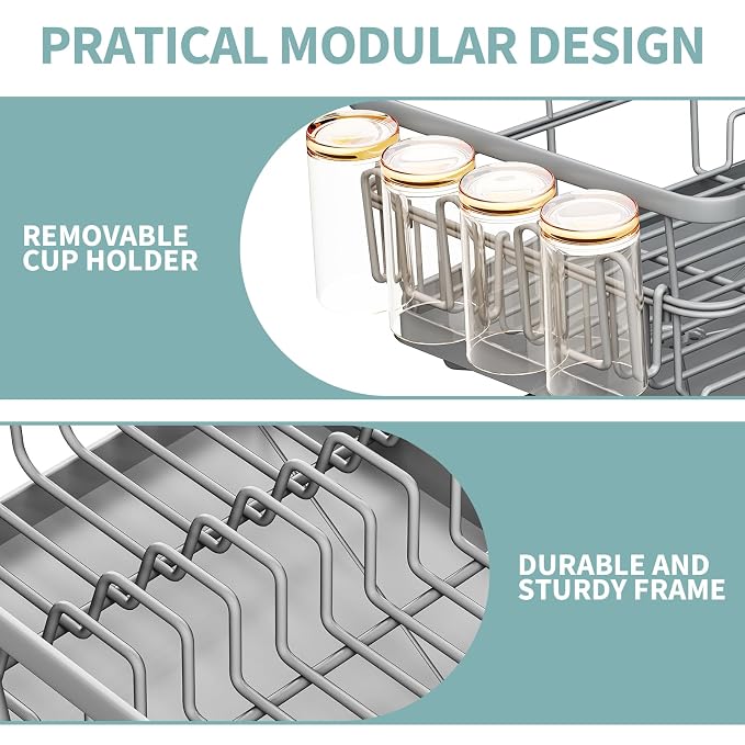 Dish Drying Rack for Kitchen Counter, Large Dish Racks - Image 6