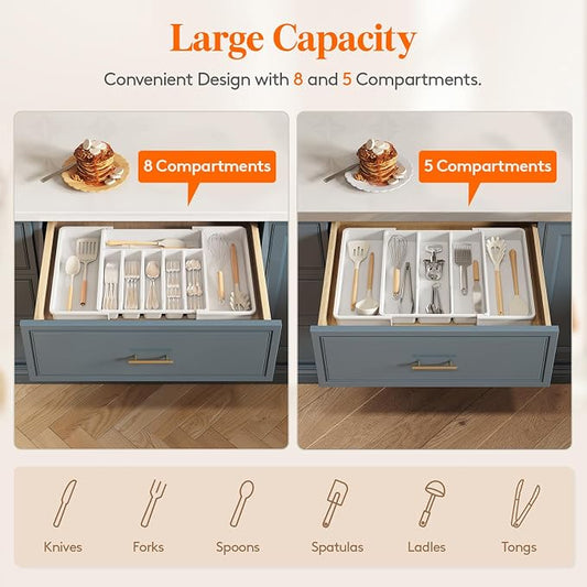 Lifewit Silverware Drawer Organizer and Utensil Organizer Set, Expandable - Image 2
