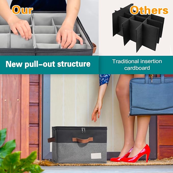 Shoe Organizer for Closet, Foldable Shoe Storage Bins - Image 3