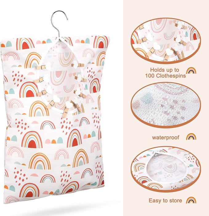 Woanger 2 Pcs Clothes Pin Bag Clothespin Holder 15 x 11 in to Hang on Line - Image 3