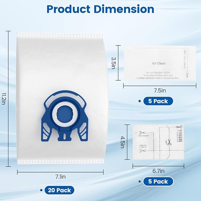 20 Pack 3D Airclean GN Vacuum Bags Compatible - Image 3