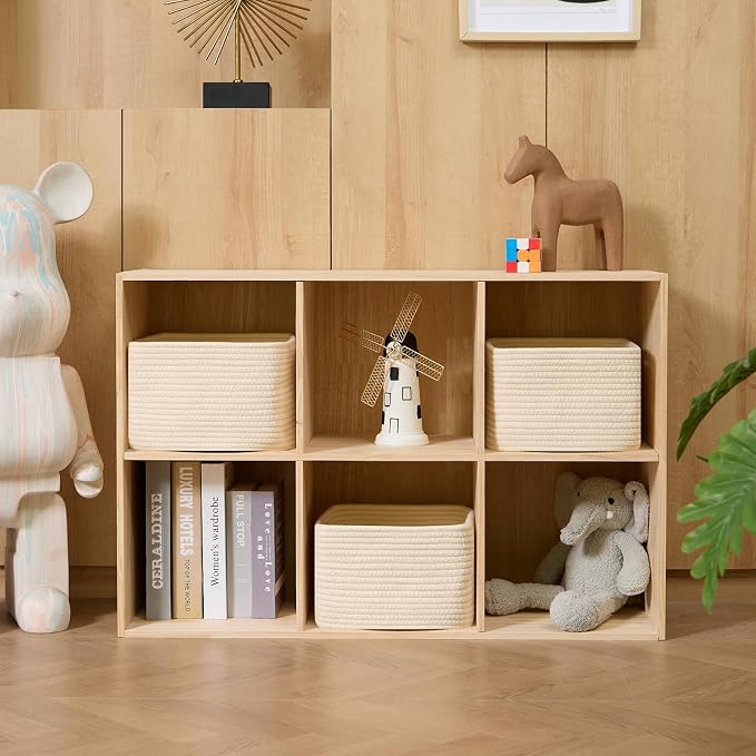 Small Organizing Baskets for Cubes Shelf, 9.7x9.7x7.1 Inch Rope Woven Storage - Image 3