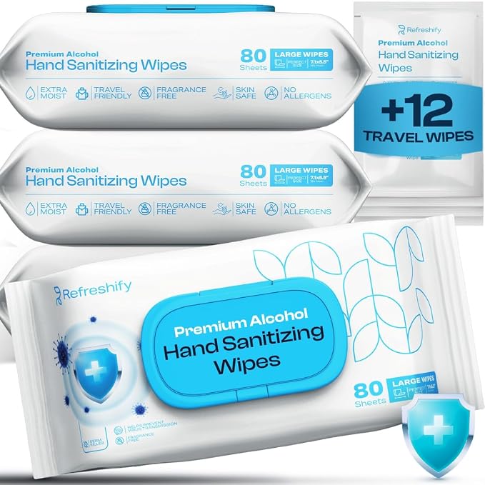 Large Alcohol Wipes 75% Unscented Hand Sanitizing Wipes Alcohol Wipes by AllSettHealth
