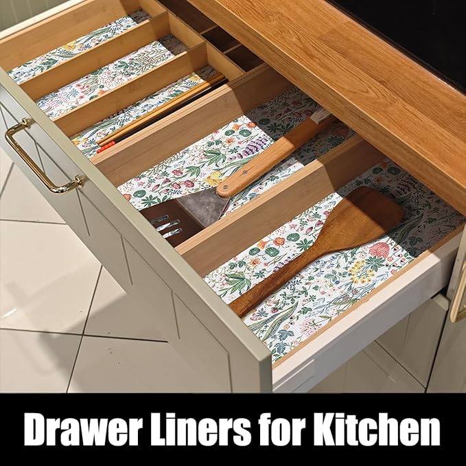 Floral Shelf Drawer Liners, 12IN x 20FT Non Adhesive and Strong Non-Slip - Image 3