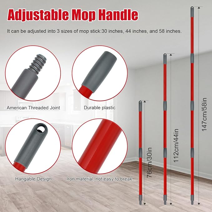 Mop Handle for Ocedar, Scrub Brush and Spin Mop Base Compatible - Image 4
