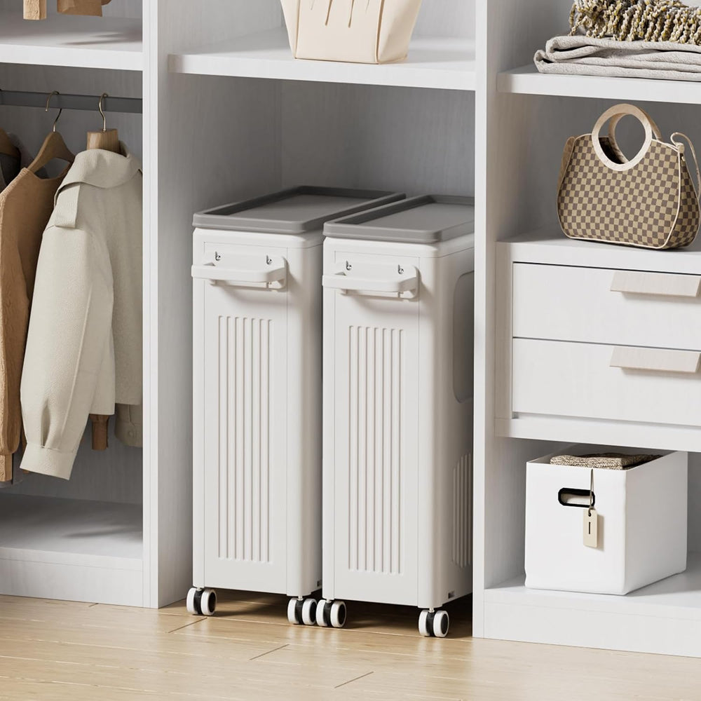 Slim Laundry Hamper with Lid 50L Rolling Basket