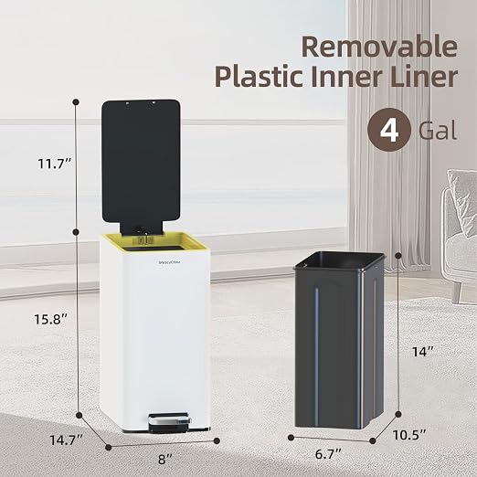 Stainless Steel 4 Gallon Slim Trash Can - Image 6