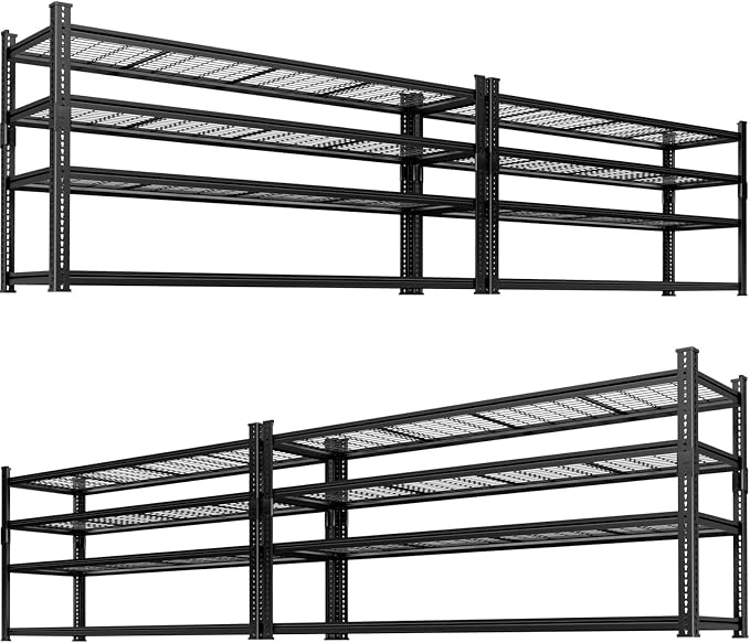Storage Shelves Heavy Duty 4 PCS, 4-tier Adjustable Metal Industrial Utility by ROOMTEC