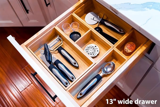 Umilife Drawer Organizer Storage Boxes, 2.5" High Bamboo Drawer Dividers - Image 4