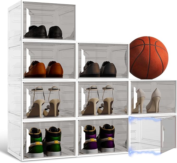 Shoe Storage Boxes Stackable, X-Large Plastic Clear Shoe Organizers - Image 9