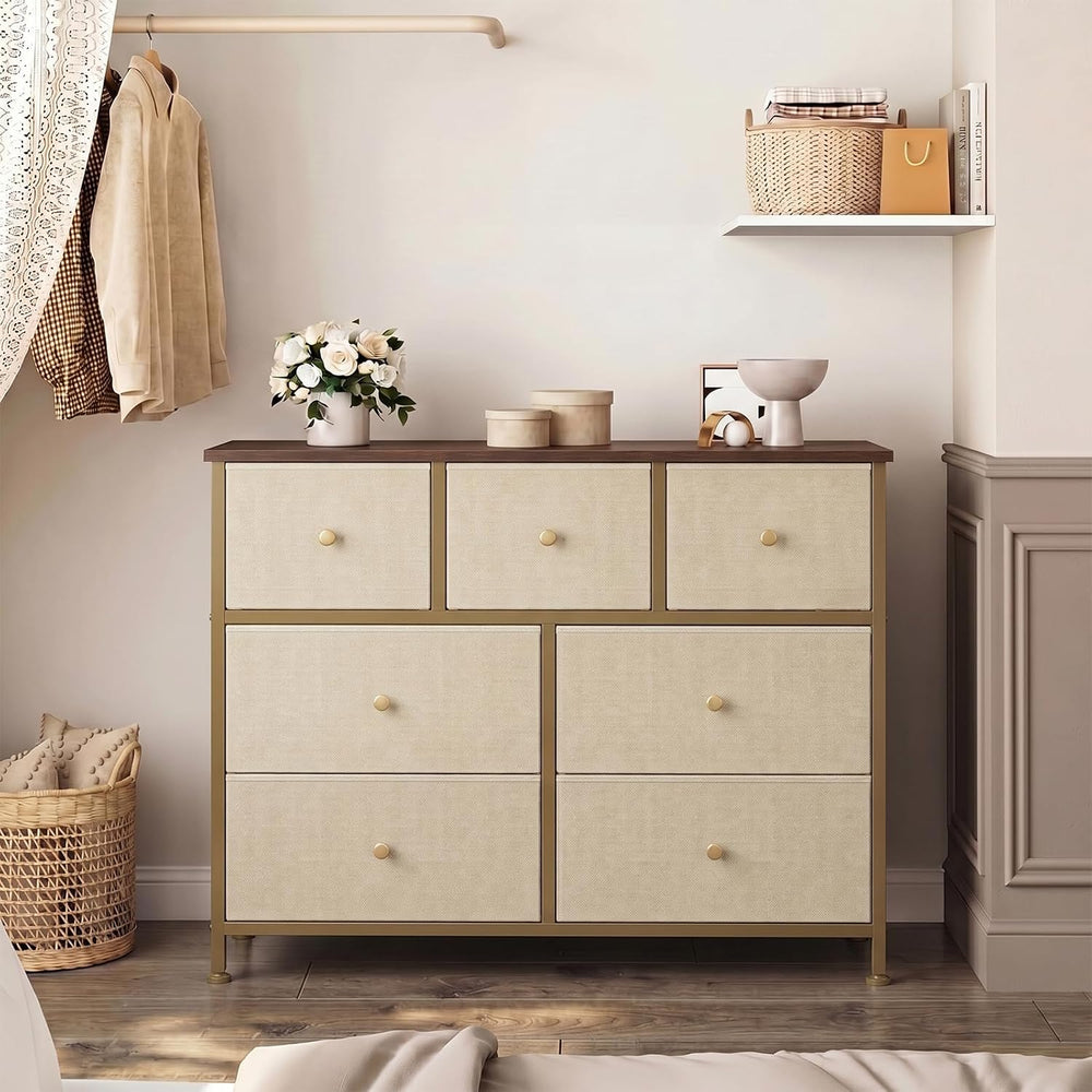 OLIXIS 7 Drawer Fabric Dresser, Storage Tower for Bedroom and Closet