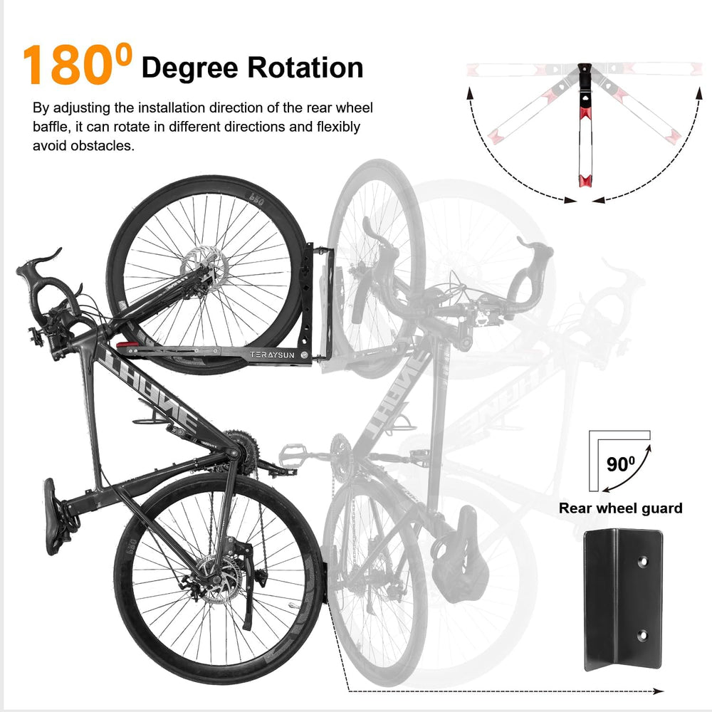Swivel Bike Wall Mount Rack, Adjustable Vertical Bicycle Hanger for Garage St...