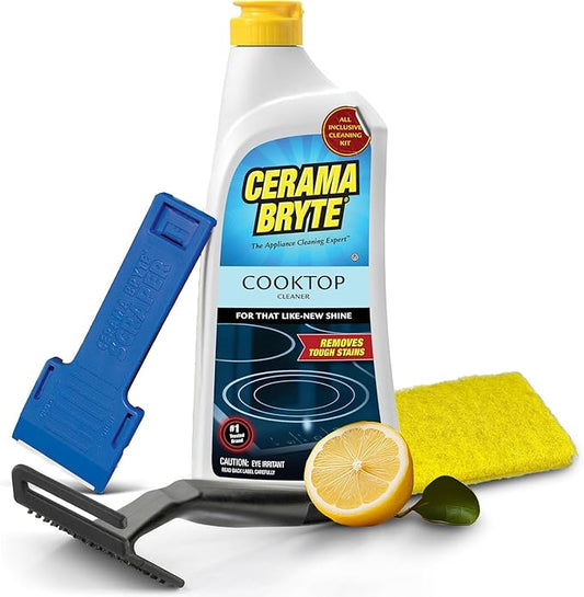 Cerama Bryte Glass Cooktop and Stove Top Cleaner Combo Kit by CeramaBryte