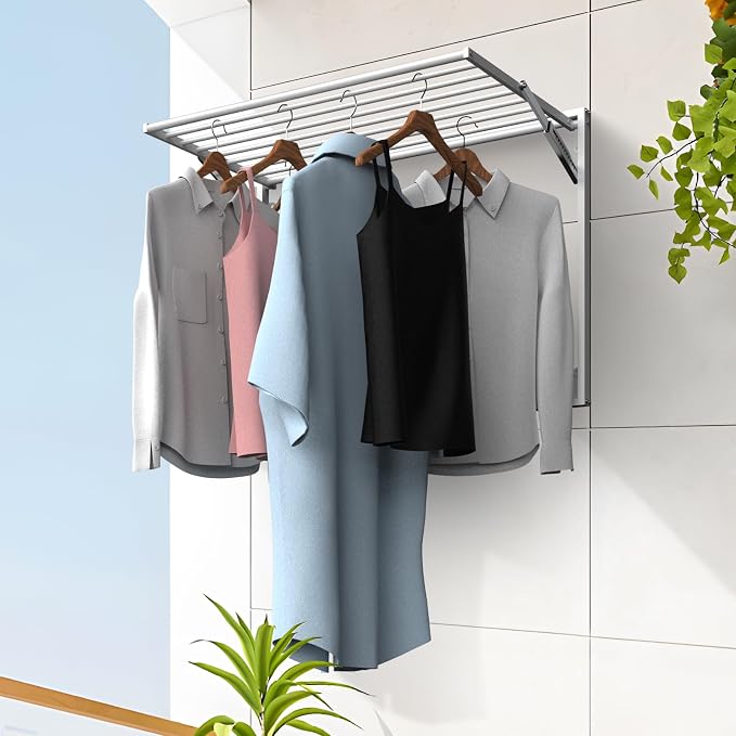 2 Pcs Wall Mount Clothes Drying Rack 26 X 31.5 Laundry Room Organizer Laundry - Image 8