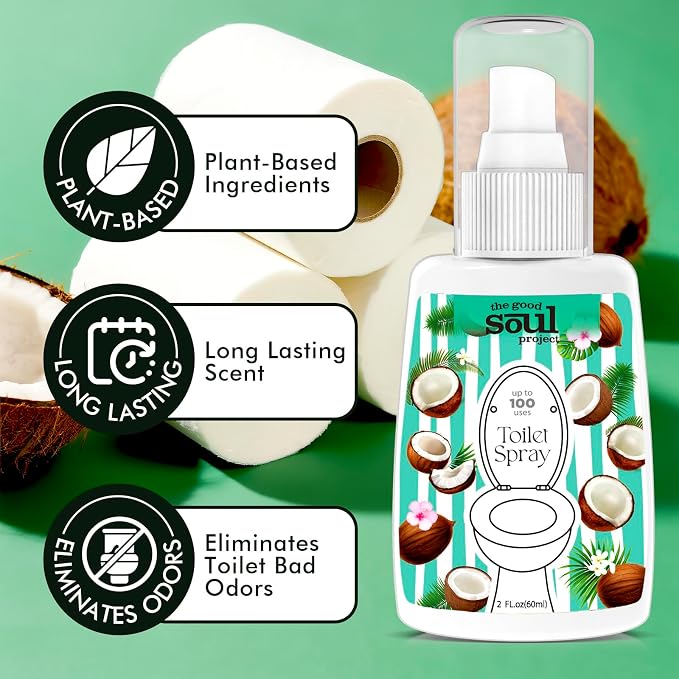 Toilet Spray, Coco Beach, Bathroom Odor Eliminator, Travel Size Air Freshener - Image 3