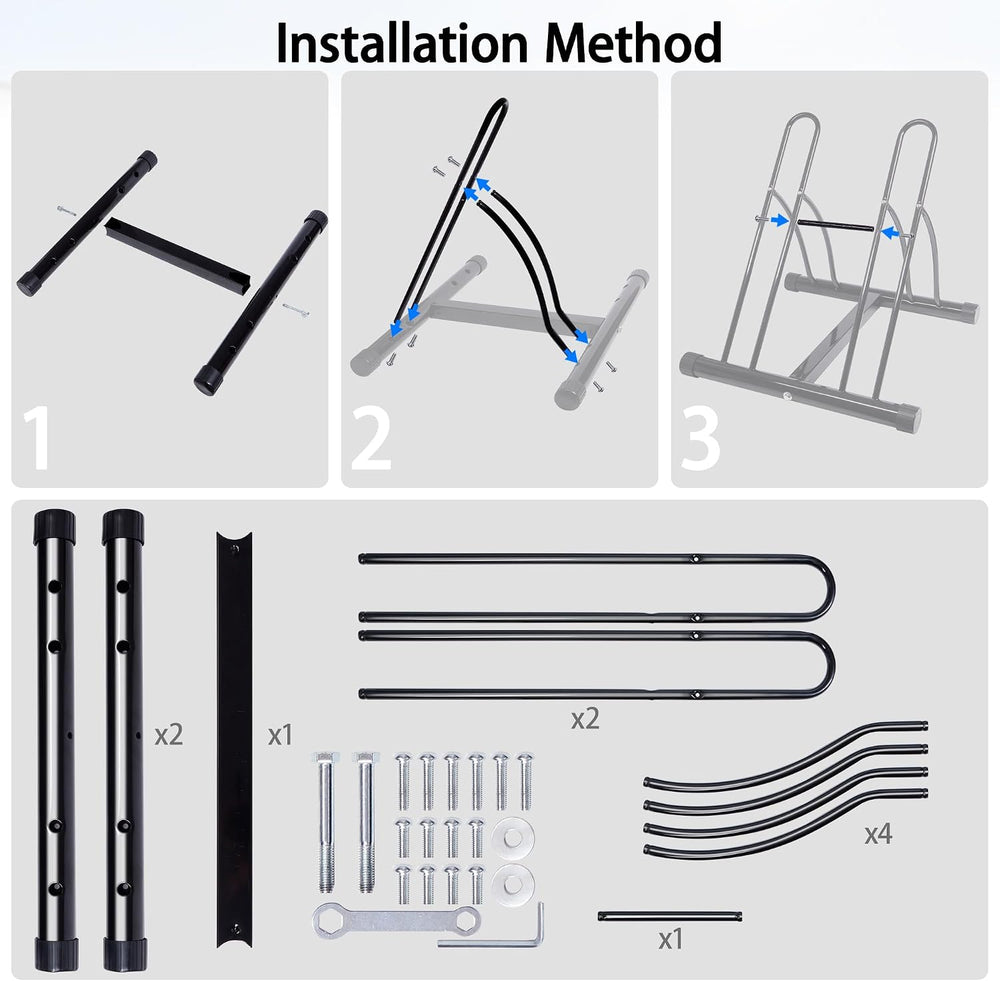 Bike Rack – Dual Bicycle Stand for Mountain, Road Bikes-Two Bike Parking Gara...