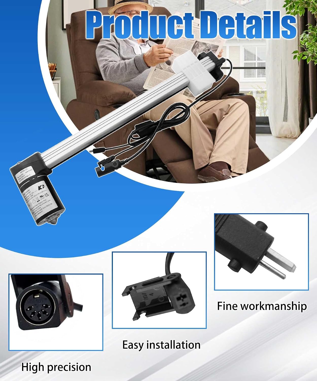 Linear Actuator KDPT007-272 Replacement for Kaidi Power Recliner Lift Chair Motor Sofa