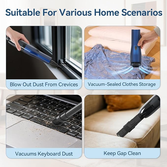 H2 Handheld Vacuum Car Vacuum, Mini Cordless Vacuum Cleaner - Image 3