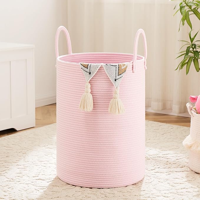 Laundry Basket, Woven Cotton Rope Laundry Hamper, 40L by Artfeel