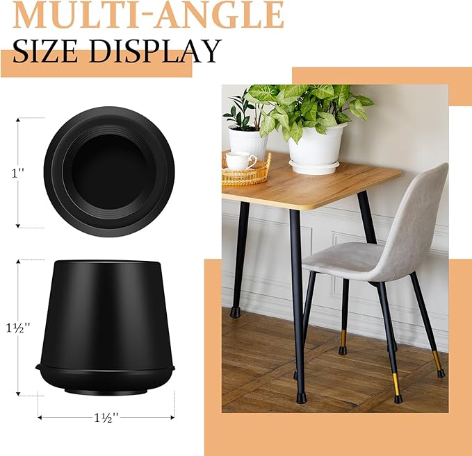 1" Round Rubber Chair Leg Tips Caps, Chair Leg Floor Protectors Furniture Legs - Image 2