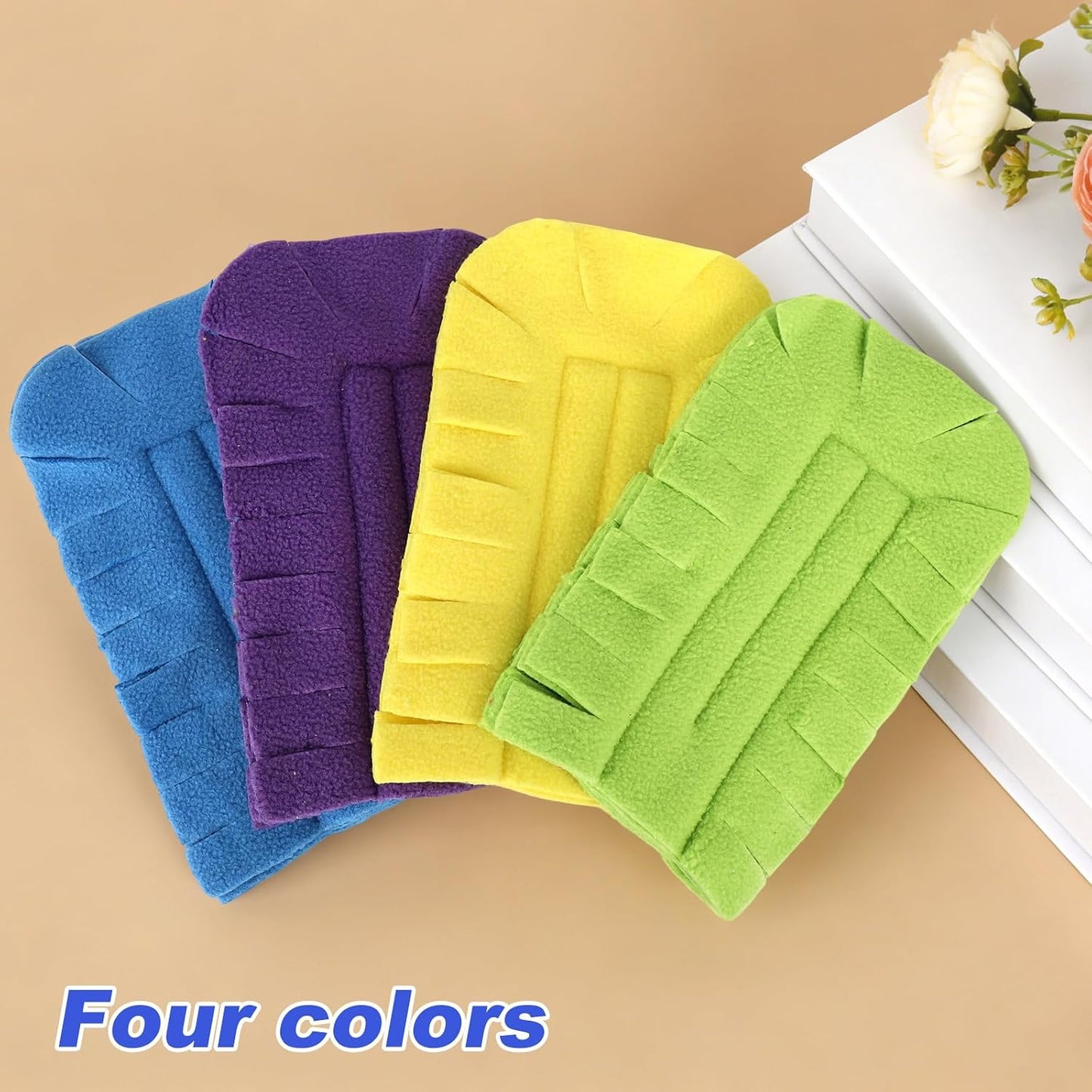 4pcs Reusable Duster Refills, 4 Color 360° Washable Heavy Duty Fleece Dusting Pads Cleaning Pads Replacement Accessories for Ceiling Fan Window Blinds Kitchen Car Interior (Handle Not Included)