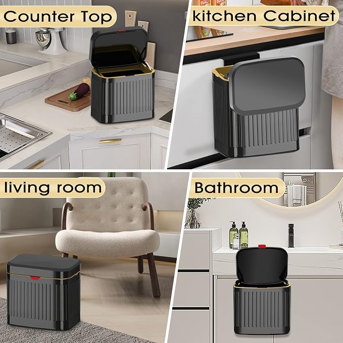 GloDeals Kitchen Trash Can for Counter Top or Under Sink, 1.05 Gallon Stainless - Image 5